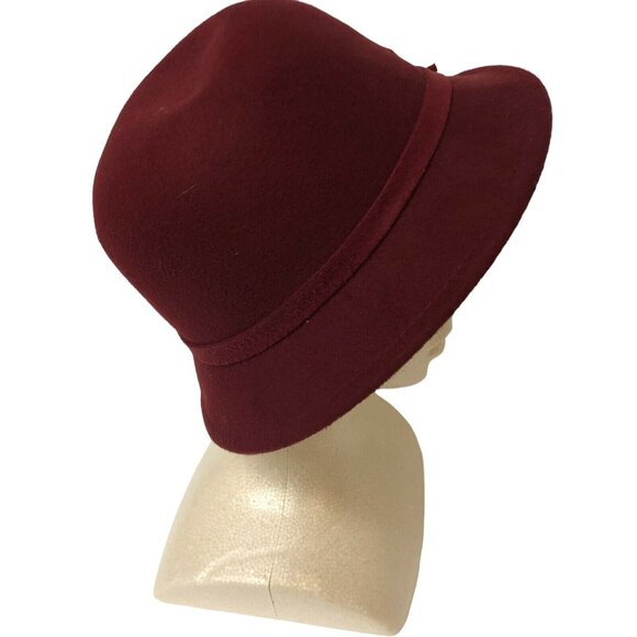Women Lady Fedroas Hat Burgundy Fashion Dome Cap Flower 100 % Polyester 57CM - Picture 4 of 6